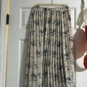 long tan floral asymmetrical skirt